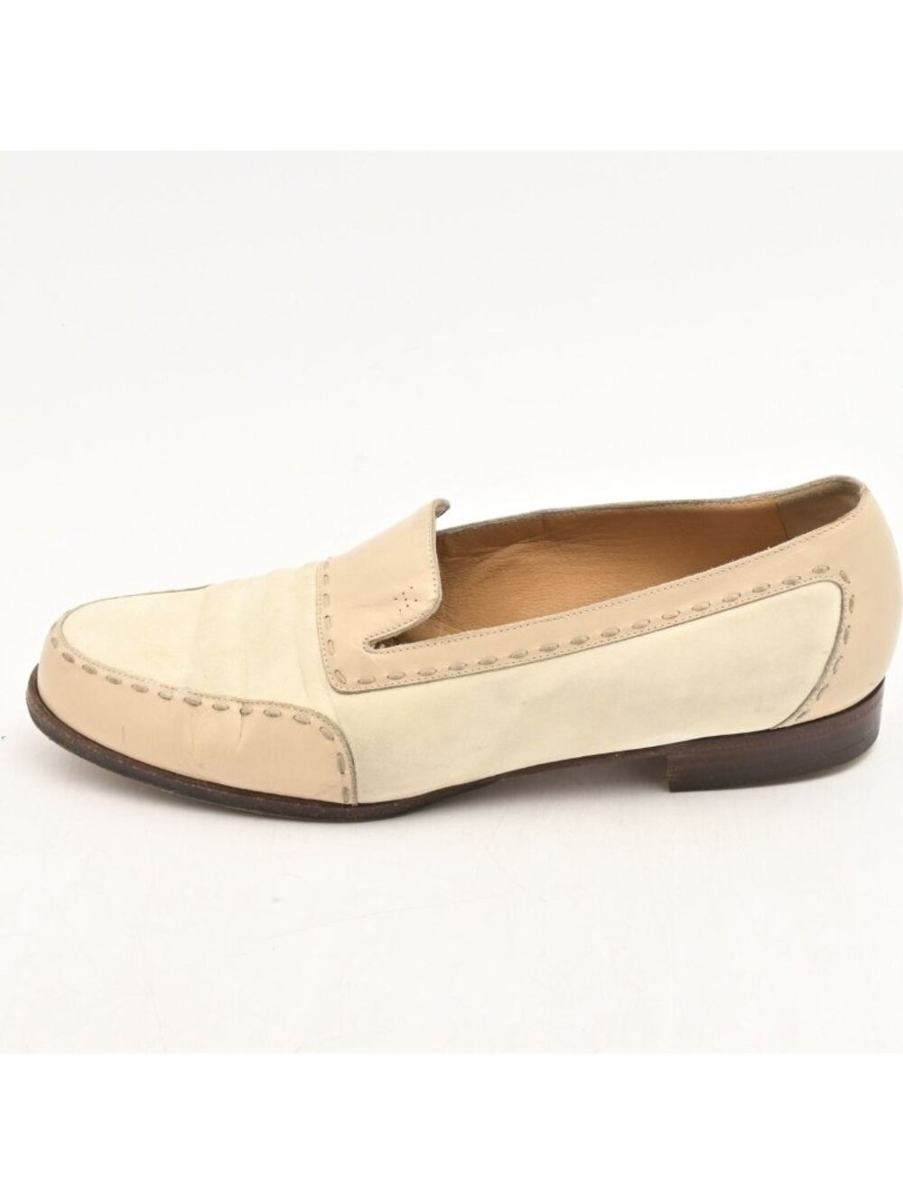 Hermes Loafers White Ivory Stitch Leather